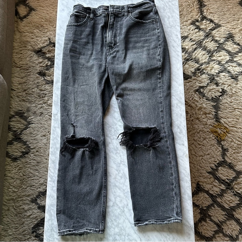 Abercrombie Black Ultra High Rise Ankle Straight Leg Jeans 26 short